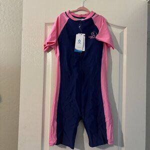 NWT Girls One Piece Sport Rash Guard Swimsuit UPF 50 SZ L 14/16